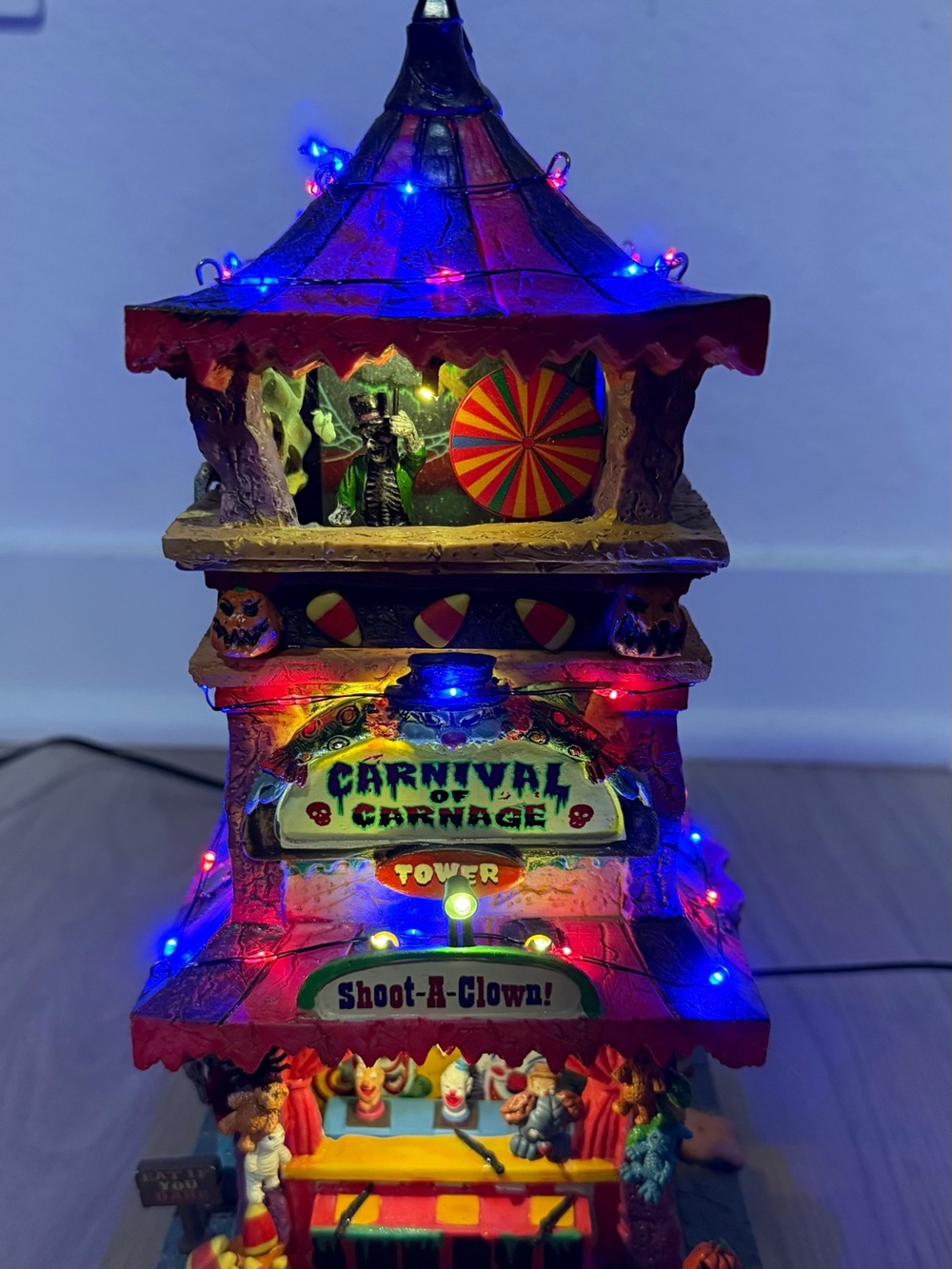 Lemax Carnival of Carnage Tower Light-Up Playset - Red, Blue, Yellow